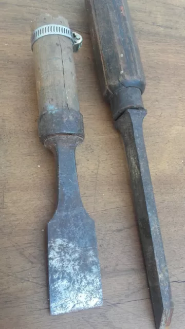 Outillage ancien 4 outils  Manche en bois 3