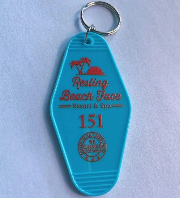 RESTING BEACH FACE Motel Resort Spa Hotel Keychain Keyring Tag Key ...