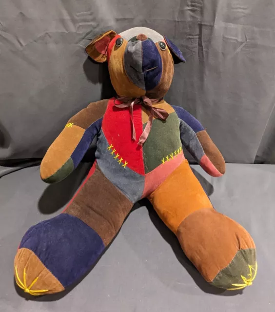 Vintage Quilted Patchwork Teddy Bear by Faratak Inc LA California - 14"