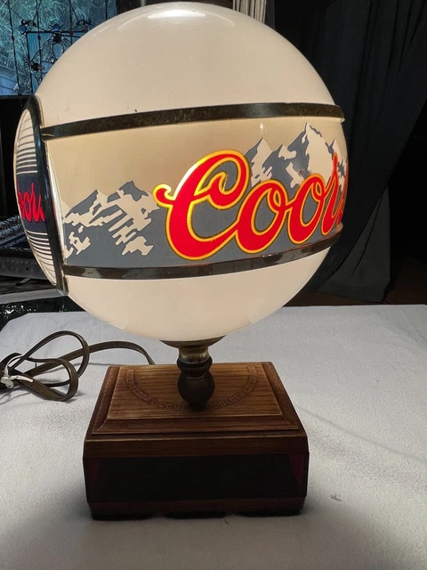 Vintage Adolph Coors Globe Lamp Bar Light with Digital Clock Tested Works.(bin21