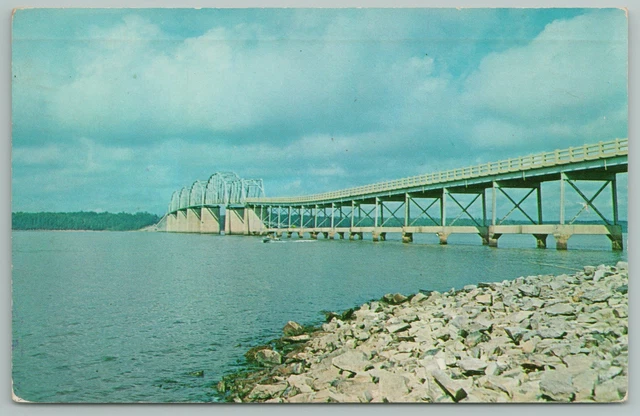 Murray KY~Eggner's Ferry Bridge Across Kentucky Lake~Near State Park~Vintage PC