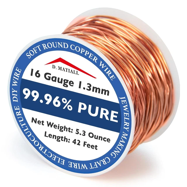 Copper Wire 99.95% Pure – 16 Gauge 1.3Mm – 42 Feet, 5.3 Ounce Spool – C11000 Sof