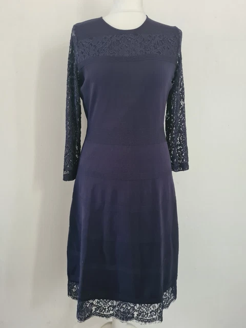 Kaleidoscope navy dress size 12 pencil wiggle lace sleeves