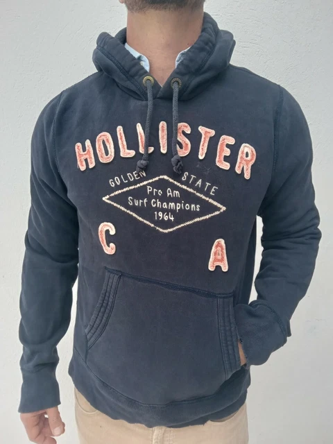HOLLISTER HOODY SIZE M 40 UK Navy Blue Vintage RRP 129.00 79.00