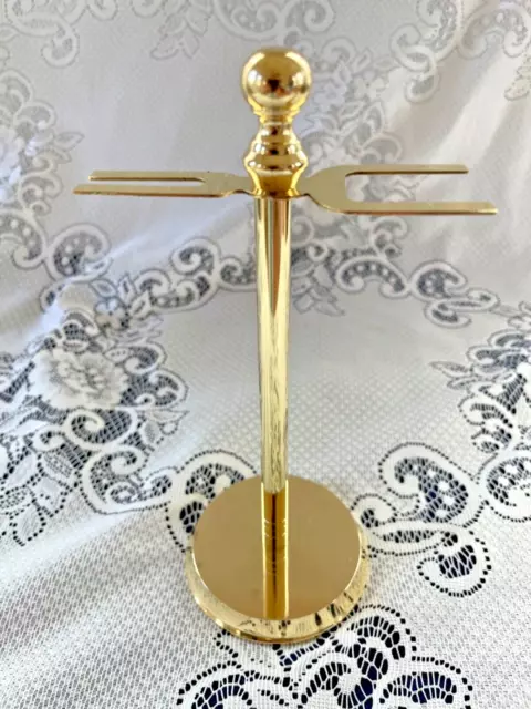 Vintage Polished Brass Shaving Brush & Shaver Stand Holder