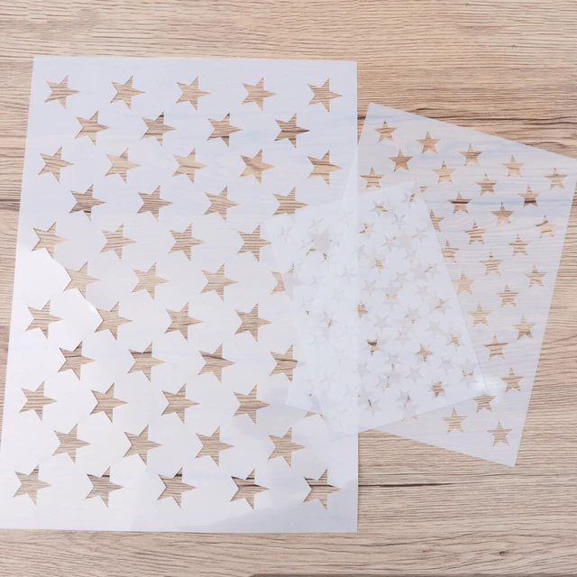 3pcs Star Stencil Reusable American Flag Template Plastic Stencil Template 3