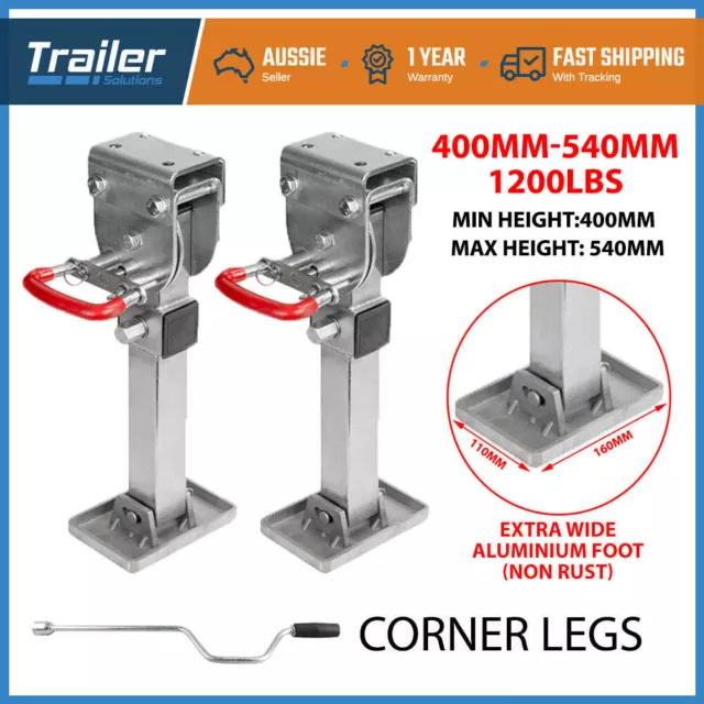 X2 Corner Legs Drop Down Stabilizers 400Mm Handle 1200Lbs Caravan Camper Trailer