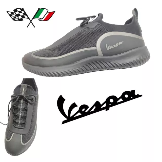 Scarpe Sneaker bassa Uomo Vespa Pelle/nylon Nero V00076-539-99 40 41 42 43 44 45