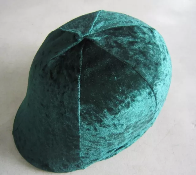 Horse Helmet Cover Dark Green Velvet  AUSTRALIAN MADE Choose your size