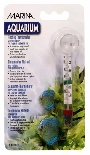 Marina Glass Thermometer & Suction Cup Aquarium Fish Tank Tropical Temperature