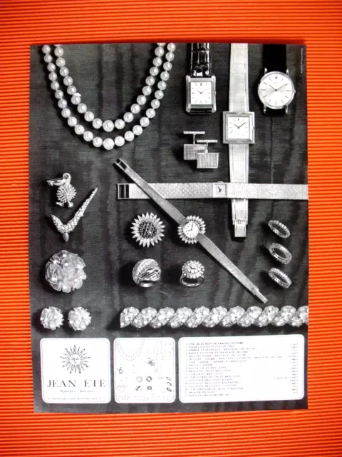 PUBLICITE DE PRESSE JEAN éTé BIJOUTIER JOAILLIER MONTRES BIJOUX AD 1964