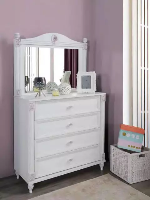 Cómoda con espejo habitación infantil armario infantil niña habitación juvenil muebles blancos