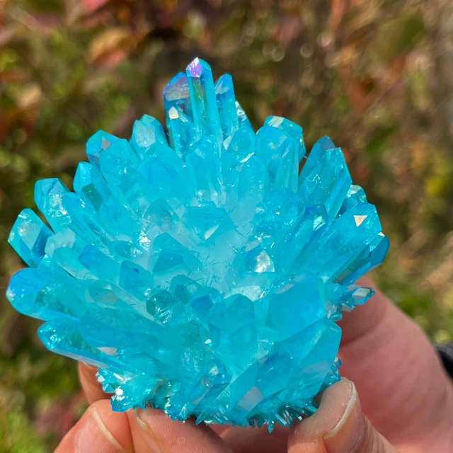 248G Rainbow FLAME AURA Quartz Plating TitaniumCrystal Cluster Healing
