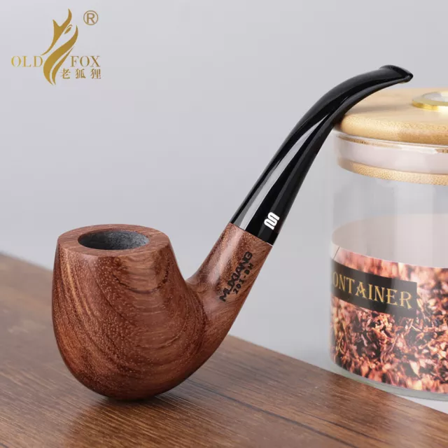 Filtro Pipa Tabacco Palissandro Fatta Mano Stelo Curvo 9mm Tubo Da Fumo Classico