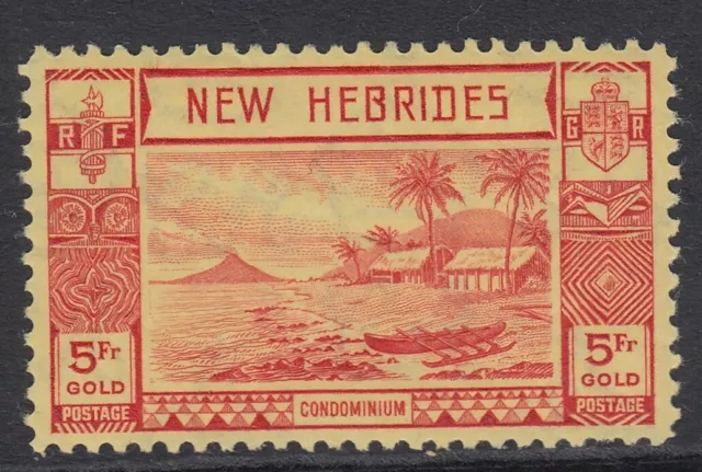 NEW HEBRIDES SG62 1938 5f RED/YELLOW - LIGHTLY MTD MINT