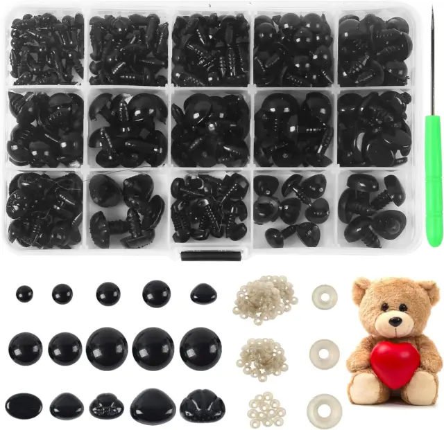 820 Plastic Safety Eyes For Crochet With Washers And Black Noses