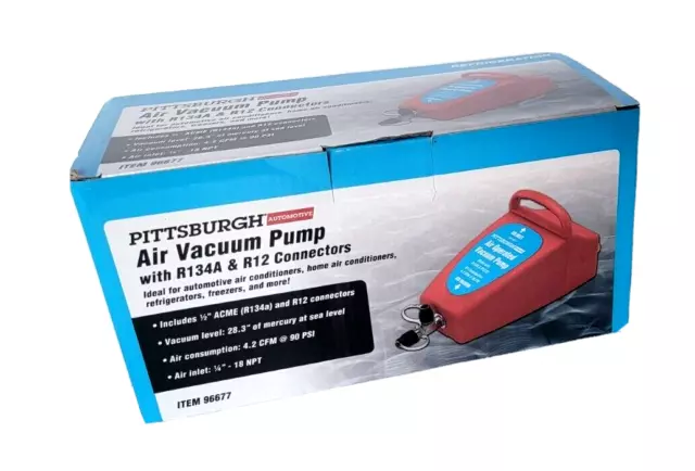 Pittsburgh Air Vacuum PumpWith R134A & R12 connectors. 4.2 CfM