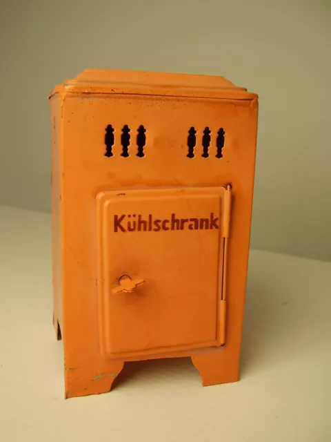 Antiker Puppenstuben Puppenküchen Blech Kühlschrank um 1910