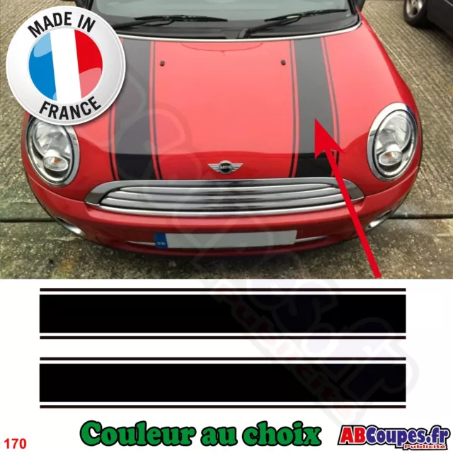 2 Bandes Capot pour Mini Cooper - Autocollants Stickers - 170