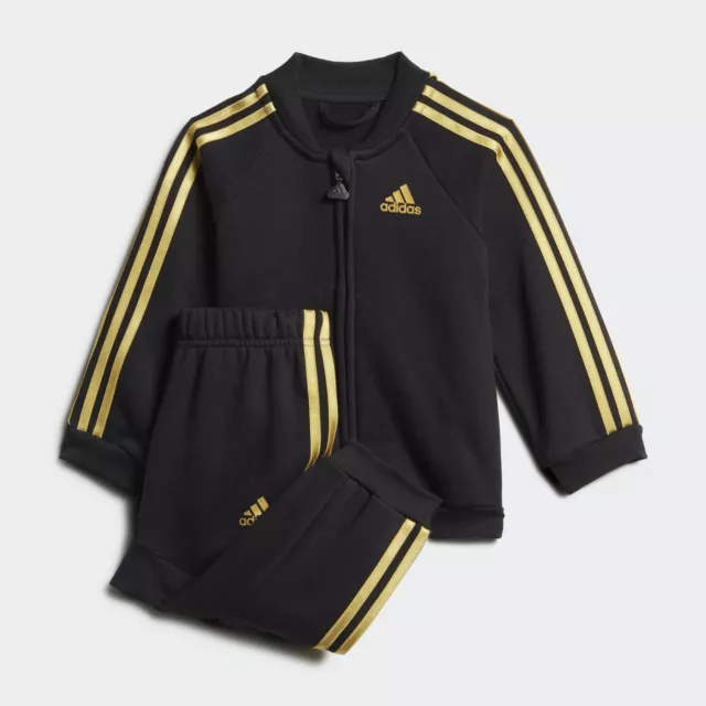 Adidas Trainsuit Set Unterteile Top Jungen Fleece Schwarze Hose Hose 9-12 Monate