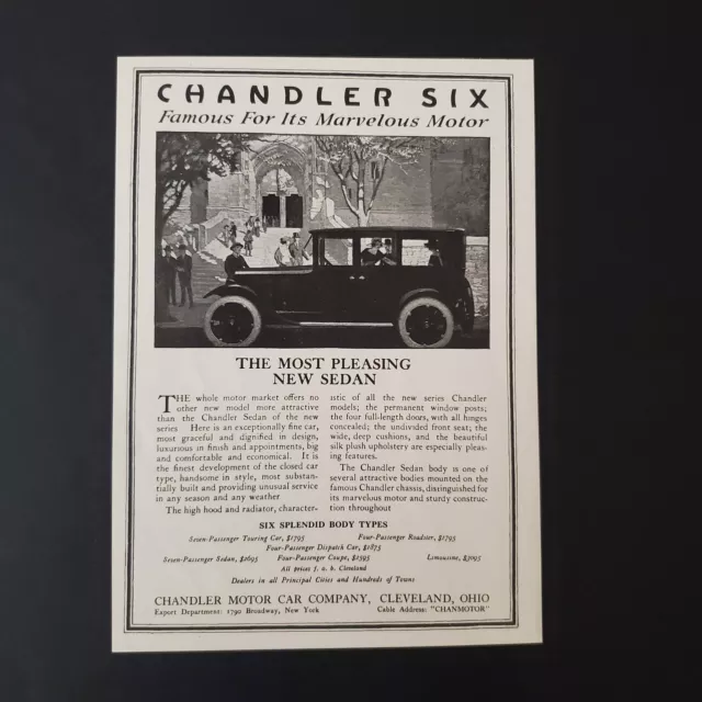 Chandler Six Original Print Magazine Advertisement From 1919