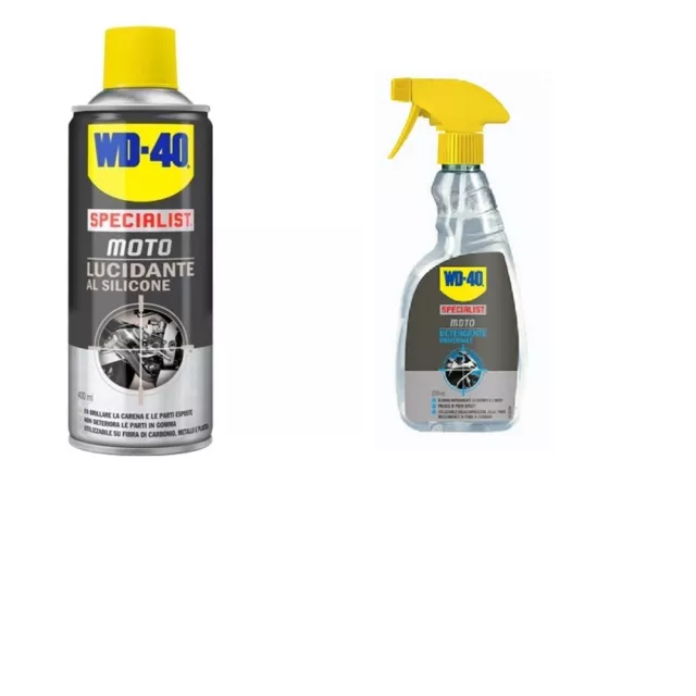 Kit Pulizia Per Moto Scooter Wd-40 Pulitore Con Detergente E Lucidante Al Silico