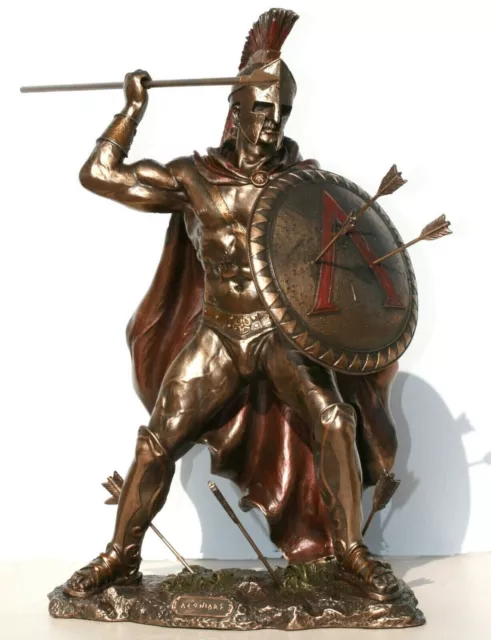 LEONIDAS Greek Spartan King Warrior Statue Sculpture Figure Bronze Finish 12.5in