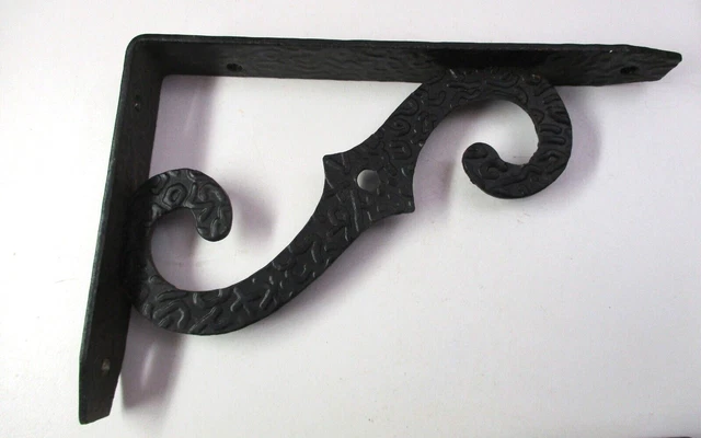 Gruppetto Corbel 2 Hammered Black Wrought Iron Shelf Wall Brackets 1960s Vintage 7