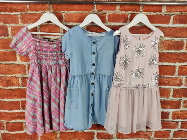 Girls Bundle Age 6-7 Years Blue Zoo H&M Dress Set Denim Summer Party Kids 122Cm