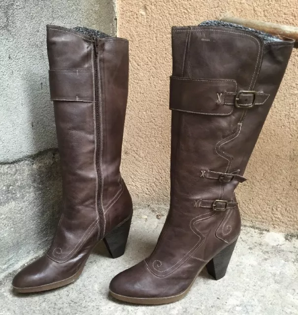 Destockage Neuf Bottes Marque Pazapa Cuir Marron @ T 38 @ 139€ @ N1672 ! New !
