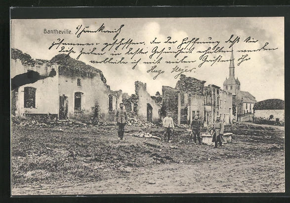 CPA Bantheville, Vom Angriff maisons en ruines 1915