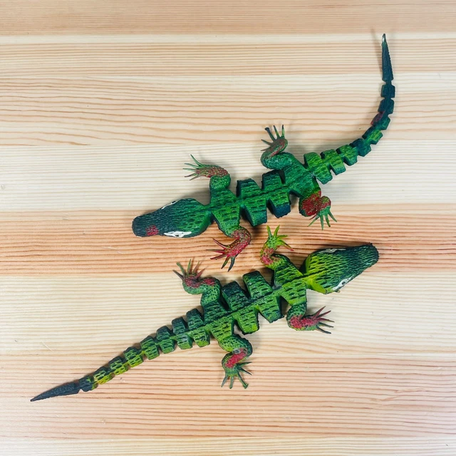 VTG 3X RUBBER Crocodile Lizard Made in Hong Kong 1970s Green