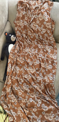 uniqlo x paul and joe dress Floral, Brown, Maxi Long Size L