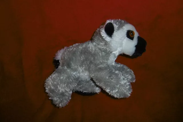 Doudou Peluche AURORA Lémurien Gris Noire Blanc Yeux Orange 18 cm