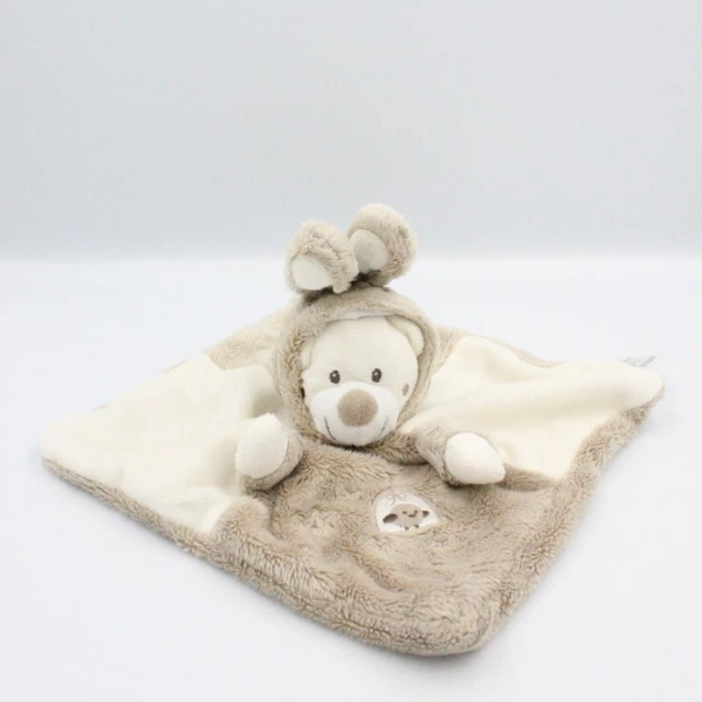Doudou plat ours déguisé en lapin beige blanc écru SIMBA TOYS GEMO - 22257