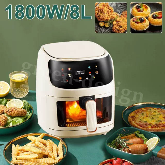 Airfryer Heißluftfritteuse 8L 1800W Friteuse  Backofen Fritteuse Grill