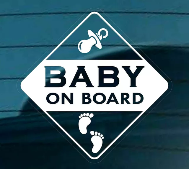 BABY ON BOARD STICKER SIGN CAR WINDOW Footprints Reverse Printed White T +