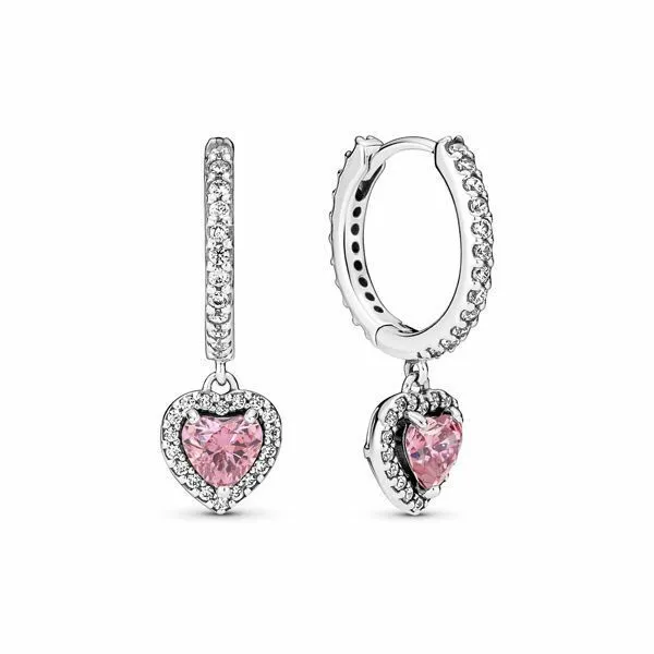 Brand Authentic 100% Pandora Sparkling Halo Heart Hoop Earrings 291445C01 CZ