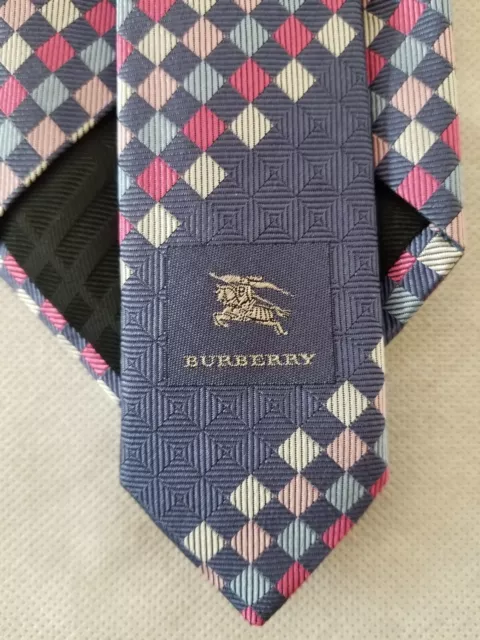 BURBERRY Mens Silk Neck Tie Blue Pink