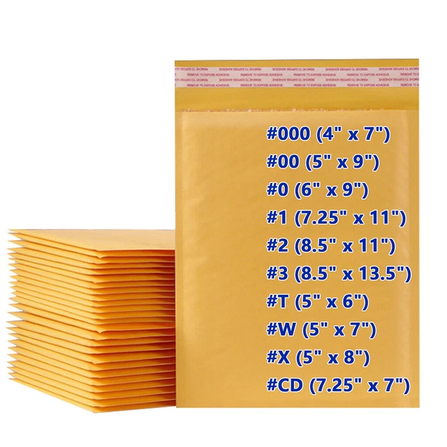 50 Kraft Bubble Padded Envelopes #1 Size 7.25x12 - Self-Sealing Shipping Mailers