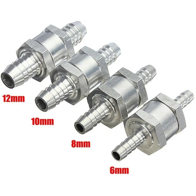 Lot 2 Clapets Anti-Retour 12 Mm Aluminium – Valve Carburant Essence/Diesel, Pour Systèmes Basse Pression, Voiture Moto Bateau