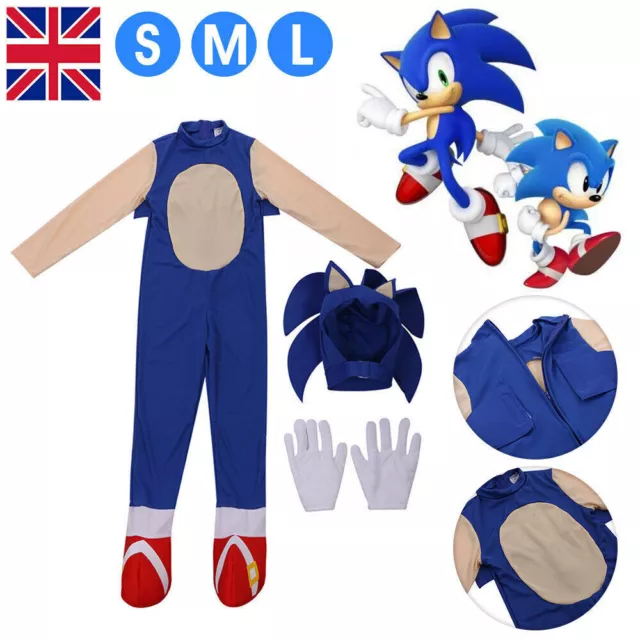 Kids Boys Sonic The Hedgehog Jumpsuit Cosplay Costume Fancy Dress Party Outfits