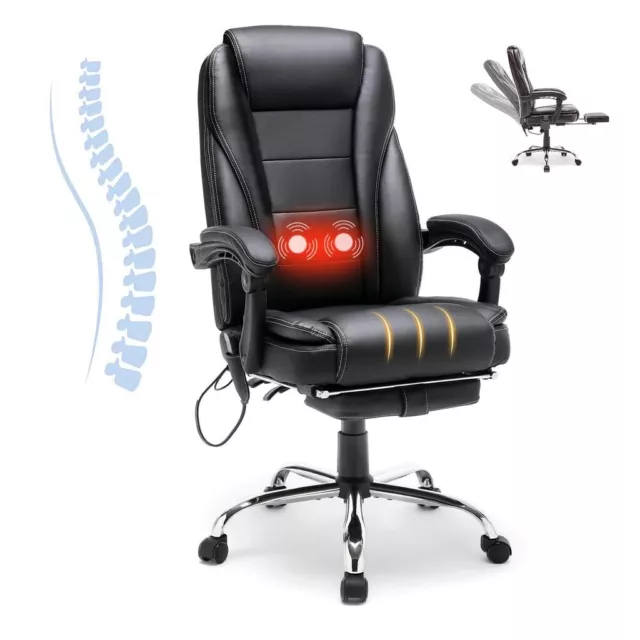 Homrest Ergonomic Big and Tall Massage and Heated Executive Office Chair - Black