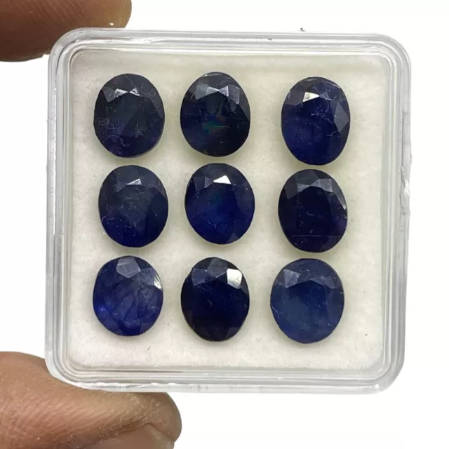 9 Pcs Natural Rich Blue Sapphire 8mm-9mm Oval Cut Loose Gemstones Lot 26.15 Cts