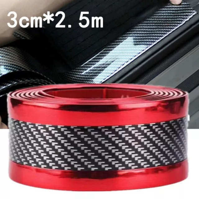 Protect Your Car Door Sill with 25M*3cm Carbon Fiber Red Guard Pedal Protector