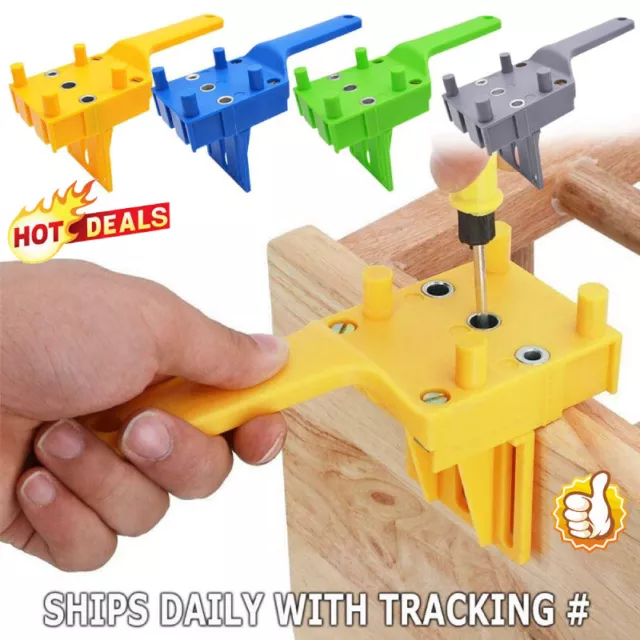 Handheld Woodworking Doweling Jig Drill Guide Wood Dowel Drilling Hole Saw Kit*