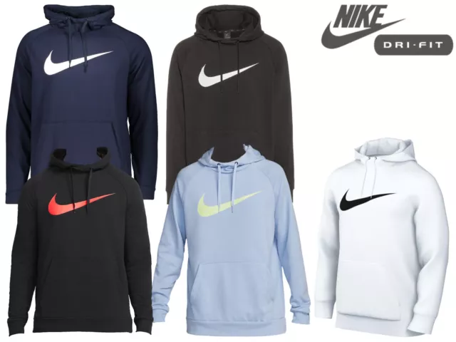 Felpa con cappuccio uomo Nike Dri-Fit Swoosh pullover sportiva palestra grafica casual