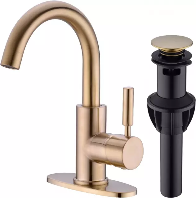 Brushed Gold Basin Mixer Taps Swivel Spout Bathroom Sink tap