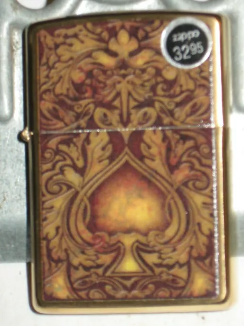 New Genuine ZIPPO USA Windproof Lighter 67283 Golden Spade Brushed Brass Case