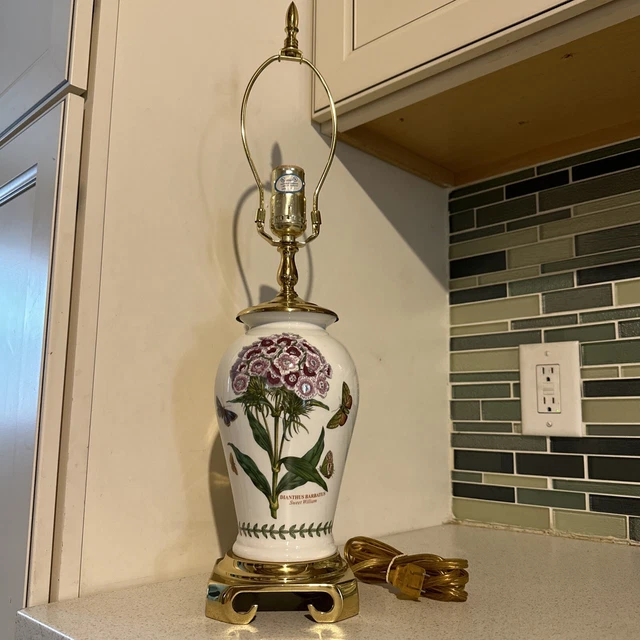 Portmeiron Botanic Garden Sweet William Dianthus Barbatus Porcelain Brass Lamp